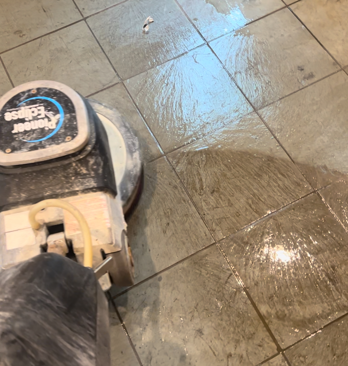 stripping wax of slate floor