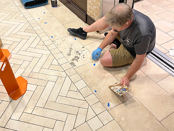 Travertine Hole and crack Repair Austin