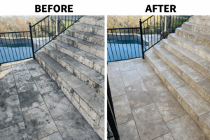 austin-stone-restoration-before-after jpg Before and after deep cleaning of a travertine floor in Austin TX