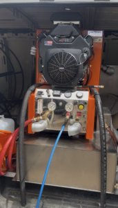 truck-mounted-hot-water-extraction-machine High-powered truck-mounted hot water extraction machine used by professional carpet cleaners to deliver stronger suction and deeper cleaning than rental carpet cleaning machines.